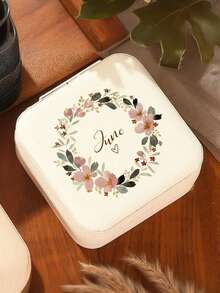 Personalized Name Jewelry Box, Custom Classic Rectangle Fabric-Lined Travel Case With Zipper Closure And Cufflink Compartment,Bridesmaid Gift Box - Multicolor - View 3
