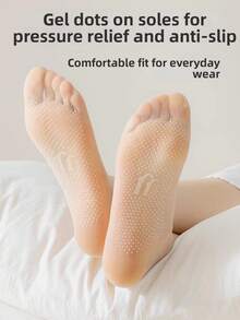 10 Pairs Women's Summer Thin Dot Gel Mid-Calf Socks, Transparent Non-Slip Invisible Socks, Versatile Breathable Suitable For Ladies - Multicolor - View 5