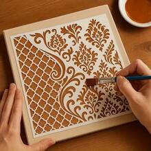 Reusable Vintage Floral Pattern Template, Suitable For DIY Wall Art, Scrapbooking And Embossing - Durable PET Plastic, Easy To Use 11.8 Inch X 11.8 Inch Template - A - View 2
