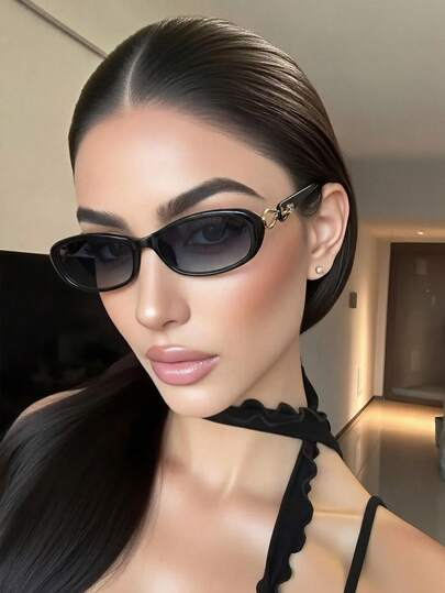 Women's Retro Rectangular Small Frame Y2K Sunglasses, Plastic Fashion Sunglasses, Personality Style, Outdoor Travel Beach Holiday Casual Decoration, Daily Wear, Summer UV Protection, Driving Glasses, Rhinestone Decorated Sunglasses