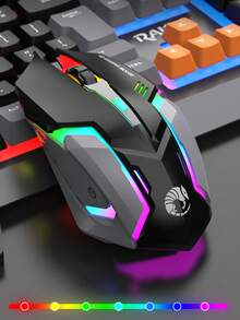 有线金属游戏背光键盘鼠标套装，LED背光人体工学键盘，104键电脑键盘，6键RGB背光鼠标 - 查看 8