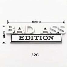 Bad  Edition Emblem, Bad  Car Tail Badge, Automobile Funny Modification Label Decal, Cars Fender Bumper Sticker Body Sticker Fit For Universal Vehicle(Black&White) - 銀+紅 - 查看 5