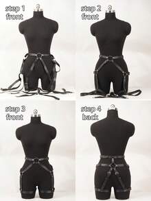 Men's Punk Gothic Faux Leather Thigh Leg Harness For Rave Festival And Party Outfit - Black - View 4