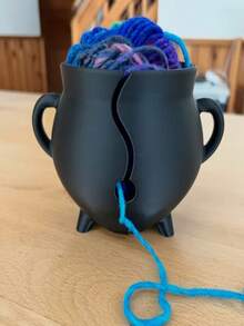 Bát đựng len móc hình vạc màu đen có rãnh dẫn len, phụ kiện đan móc - A - Xem 4