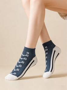 5 đôi tất cổ chân mỏng bằng vải canvas thoáng khí, kiểu dáng thường ngày, sáng tạo và ngộ nghĩnh, giao hàng ngẫu nhiên. - Nhiều màu - Xem 4