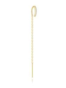 925 Sterling Silver Women's Dangle Earrings, Exquisite Long Chain Dangle Earrings, Sparkling CZ Tassel Earrings, Suitable For Women, Gift, Party, Date, Wedding - Gold - View 13