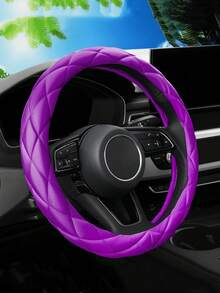 Nueva cubierta de volante de coche para mujeres - 14.5-15 pulgadas, de piel de oveja PU con bordado 3D, suave y cómoda, sin anillo interior. Adecuada para todos los modelos - Estilo A - Ver 18