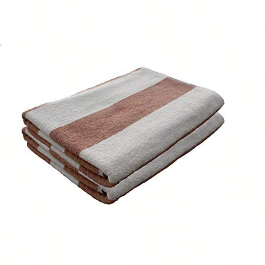 La Josefina Toalla de Playa/alberca diseño de Rayas Juego 2 Piezas 170x90cm Calidad hotelera 100% algodón Beige-Paja - beigepaja - Ver 1