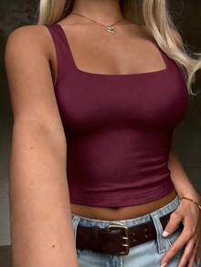 GAOVOT Women's Sexy Backless Y2K Style Square Neck Camisole Tank Top, Casual & Versatile For Summer - Purple - View 3