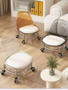 Universal Wheel Small Stool Acrylic Pulley Small Chair Movable Backrest Stool Household With Wheels Low Stool - Multicolor - View 6