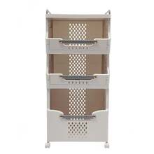 RibasuBB 3-Tier Foldable Laundry Organizer With Wheels, Stackable Rectangular Hamper With Brakes, Foldable Space-Saving Laundry Basket For Small Spaces - Black and White - View 4