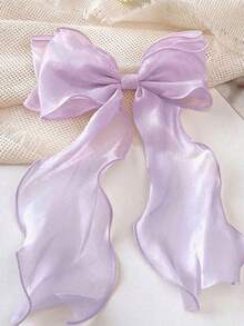 1/2/3pcs Mesh Bowknot Ribbon Hair Clip For Daily, Large Hairpin For Hair Styling Accessories,Suitable For Daily Wear,Photography - Mauve Purple - View 5