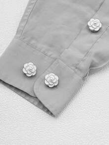 1/2/5 Stück 18mm Vintage Camellia Blumen Metall Strass Knöpfe, abnehmbare Knopfabdeckungen, Kristall Dekor Knöpfe mit Zange für Kleider, Anzüge, Hemden, Bleifarbe - Mehrfarbig - Übersicht 5