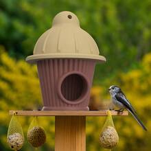 Mushroom Design Bird House - Weatherproof Outdoor Bird House, Suitable For Sparrows, Parrots And Small Birds, Easy To Hang, Decorative Bird Nest With Drainage Holes, For Bird Lovers, Suitable For Garden Or Balcony Decoration. - one-size - View 2
