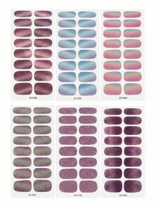 Shiny Ombre Full Wrap Nail Stickers, Self-Adhesive Waterproof Solid Color DIY Nail Art Decals, Suitable For Women's Daily And Party Use - Multicolor - View 14