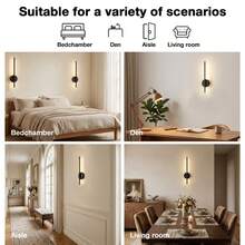 2pcs Battery Powered Wireless Rechargeable Black Wall Lights With Remote Control Dimmable, Wireless Wall Decor Lamps For Living Room, Bathroom, Hallway, With Timer Function - Black - View 12