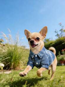 Pet Dog Clothes Denim Texture Tie-Dye Print Multicolor Striped Craft Fashion Casual Versatile Collared Elastic Shirt Lightweight Breathable Sun Protection Anti-Shedding All-Season Wear Suitable For Small And Medium-Sized Dogs Teddy Bichon - Multicolor - View 11