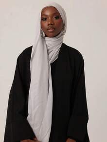 女士雪纺围巾，基本款保守头巾，透气头巾 - 淺灰色 - 查看 2