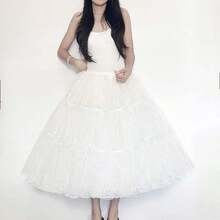 蓬蓬薄纱洛丽塔芭蕾舞裙，女士及儿童婚纱角色扮演无裙撑裙 - 白色 - 查看 4