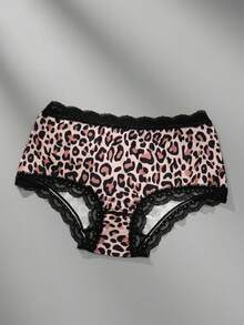 3 piezas Bragas de mujer sexy y cómodas con estampado de leopardo y encaje - Multicolor - Ver 5