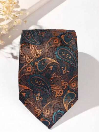 1条涤纶提花图案宽领带，男士正式配饰