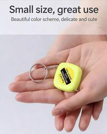 Compact Stainless Steel Tape Measure Keychain - Durable Multifunctional Pocket Ruler, 3.28 Feet/1m Square Design, Yellow Body And Black Label, Perfect For Measuring And Gifting Lead Free Measuring Tool With Metal Ring - 01 - View 4