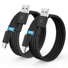 2pcs 6ft USB A To USB-C Charging Cable, Universal High Quality Durable, Anti-Tangle, Fast Charging And Data Sync Cable, Compatible With Samsung Galaxy S26 S24 S23 S22 S21 S20, A Series, Note Series, CarPlay, Pro Air, Android Phones, Essential Car Accessories For Summer Travel - Black - View 1