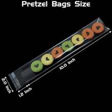 100 Pc Elf Ealing Cphane Bag: 2x10 Inche Clear Pretzel  Reealable Pretzel Indidual Bag For Packaging ICY Candy Treat Popicle Coe - 100 Pcs - View 2