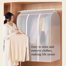 Transparent Hanging Garment Bag With Zipper, Dustproof Clothes Cover For Wardrobe Storage, Breathable PEVA Clothing Protector For Suit, Dress, Coat - Semi-transparent Color 50*60*90cm - View 3