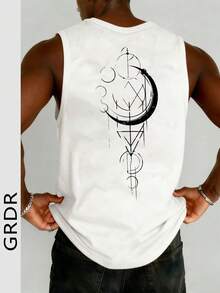GRDR 男士夏季印花圆领休闲背心 - 白色 - 查看 5