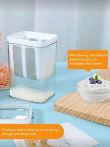 1pc Reusable Yogurt Strainer With Fine Mesh, Suitable For Making Cheese, Yogurt, Soy Milk, Kitchen Tool, Washable With Lid - White - View 6