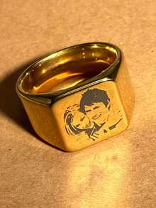 1pc Customized Engraved Photo Ring, Stainless Steel Personalized Ring For Women, Fashion Street Style Secret Ring, Family Ring, Wedding Ring, Jewelry Accessory For Various Holidays And Occasions, Anniversary Gift, Mother's Day Gift For Mom, Personalized Gift - Multicolor - View 19