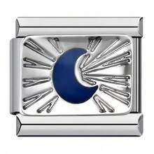 1件蓝色主题不锈钢模块化手链组件，包含星星、月亮、心形和邪眼元素，适合DIY手链/项链，可自由组合，是馈赠佳品。 - 模組 - 查看 21