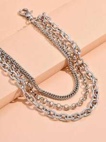 Men Minimalist Layered Trouser Chain Halloween Summer, School Autumn-Winter Accessories Halloween Costume,Suitable For Teens, Youth,Men,Casual, Outdoor, Athletic, Vacation, Graduation Gifts, Birthday, Daily Wear - Silver - View 3