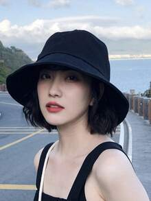 户外宽檐渔夫帽，防晒帽，休闲帽，纯色渔夫帽，女士防晒帽，假日，节日 - A - 查看 3
