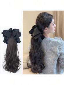 Kẹp tóc nơ lớn có thể tháo rời, kẹp tóc dài xoăn gợn sóng cho tóc giả. - Nhiều màu - Xem 3