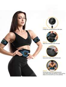 Abdominal Muscle Stimulator, Abdominal Muscle Trainer, Abdominal Shaping Belt, Home/Office Fitness Equipment, Unisex, Blue - Blue - View 8