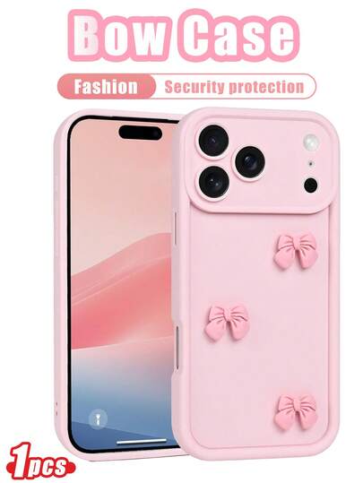 MIGAE 1-Pack - Pink Bow Phone Case Compatible With Iphone 17 Pro Max, Compatible With 17 Pro/17 Air/16 Pro Max/16/16 Plus/16 Pro/15 Pro Max/15/15 Pro/15 Plus/14/14 Pro Max/14 Plus/13 Pro Max/13/12/11. A Stylish And Protective Case, Cute And Charming, Suitable For Women/Girls, For IPhones.