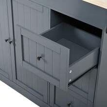 Kitchen Island On Wheels, Extendable Kitchen Island With Dining Area, Spice Rack And Drawers, Mobile And Freestanding Kitchen Island, Ideal For The Kitchen And Dining Room (Black) - Grey - View 8