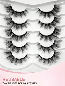 ENCHUW 5 Cặp Mi Giả Tự Nhiên, Mềm Mại, Cong, Có Dải Mềm, Mi Giả Mỏng, Mi Dày 3D, Mi Dán - màu đen - Xem 5