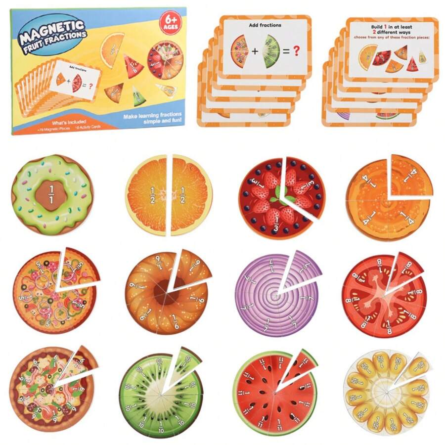Set Ubin dan Lingkaran Pecahan Magnetik, Berbentuk Batang, Puzzle Edukasi Pecahan Magnetik, Alat Bantu Matematika Montessori, Permainan Belajar Pecahan yang Cocok untuk Kelas Sekolah Dasar dan Pendidikan di Rumah - MultiWarna - View 1