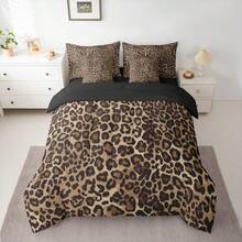 Erosebridal Leopard Print 7 Piece Bedding Set Cheetah Decor Comforter Set With Sheets Geometric Modern Bed In A Bag Animal Bed Sets With 2 Pillowcases, 2 Throw Pillow Covers For Women Men Room Decor, For Birthday Present - 棕色 - 查看 8