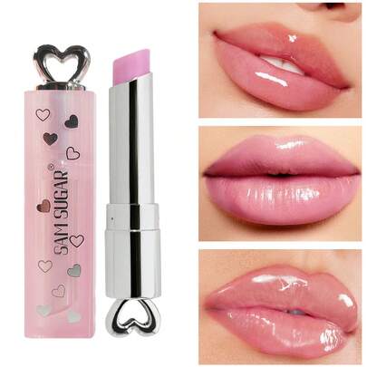  Lápiz labial brillante y brillante SAM SUGAR, de larga duración y humectante, con diseño de bala con forma de corazón, adecuado como regalo de cumpleaños, Día de San Valentín y Día de la Madre para mujeres