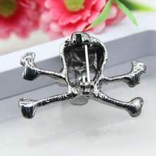 1 chiếc ghim cài áo hình đầu lâu tráng men phong cách Punk bằng hợp kim, phụ kiện thời trang nam. - Trâm cài hình đầu lâu - Xem 3