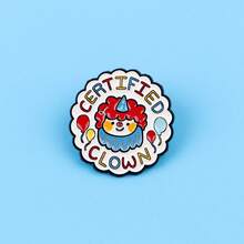 1枚认证小丑语录珐琅胸针，独特的翻领别针徽章，可别在背包和服装上。 - 白色 - 查看 7