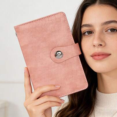 Cuaderno de anillas recargable de cuero PU texturizado vintage con cierre a presión, tamaño A6, para escribir y llevar un diario