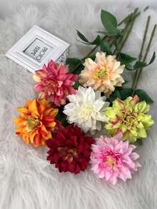 1 Dalia artificial, decoración del hogar, adecuada para fiestas, vacaciones, regalos, decoración del hogar, decoración de cocina, Día de San Valentín, ramo de novia, decoración de habitación, ramo de flores, flores artificiales, regalos para mujeres, flores falsas, planta falsa, decoración de sala de estar - Multicolor - Ver 11