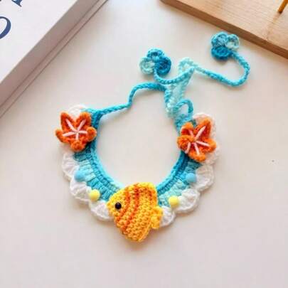 Vòng cổ cho thú cưng đan móc thủ công dễ thương, khăn quàng cổ cho mèo, phụ kiện thú cưng, khăn quàng cổ cho chó, yếm, yếm thấm nước dãi, đồ trang trí cho thỏ, kích thước có thể điều chỉnh.