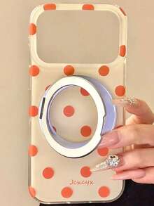 Ốp lưng điện thoại tối giản dễ thương họa tiết chấm bi toàn bề mặt + Chân đế từ tính gập 360°, tương thích với iPhone 17 Pro Max, 17 Pro, 17, 16 Pro Max, 16 Pro, 16, 15 Pro Max, 15 Pro Max, 15 Pro, 15, 14 Pro Max, 14 Pro, 14, 13 Pro Max, 13 Pro, 13, 12 Pro Max, 12 Pro, 12, 11, ốp lưng mềm thời trang. - Chấm bi màu vàng nhạt - Xem 1