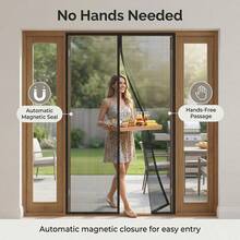 TREND GARDEN Premium Polyester Pure Black Square Mesh Magnetic Mosquito Screen Door, Pet-Friendly Summer Breathable Anti Mosquito Net Door Curtain For Bedroom, Self-Closing Magnetic Insect Screen Door Size: 35.4" X 82.68" (90 X 210 Cm) - B - View 4
